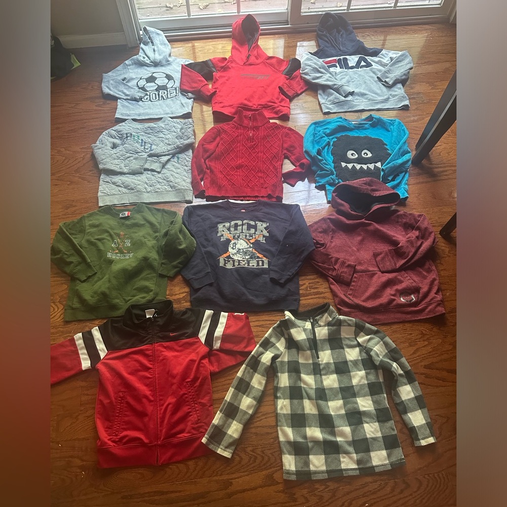 Boys jumping beans Red Hooded Pullover Sweatshirt for Kids Size 6-8 11pcs